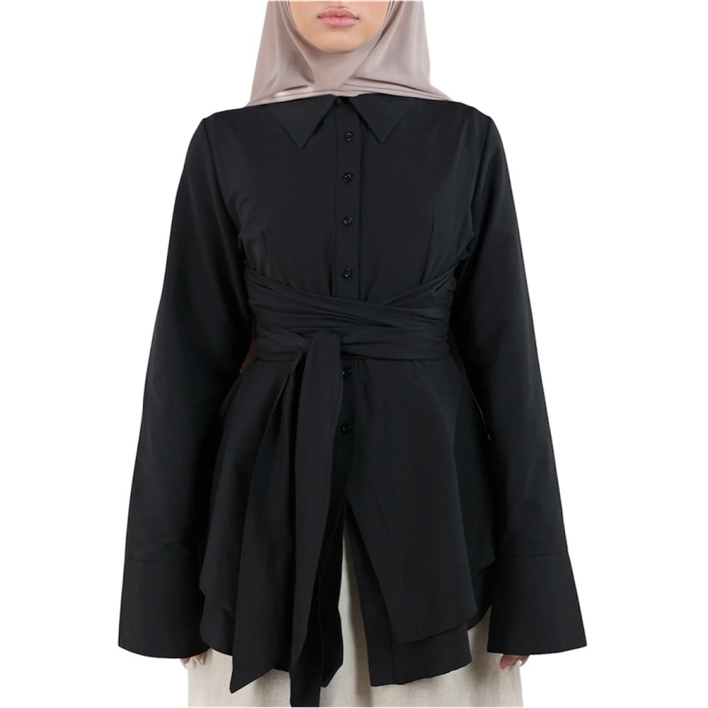 Batul the Collection Hana Wrap Shirt | Noir